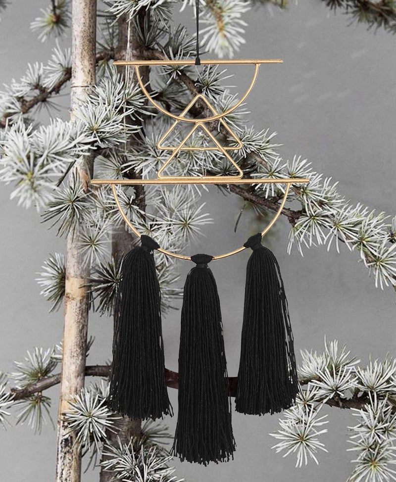IOWER Boho Wall Decor Black Macrame Wall Hanging Metal Art Cute Home Small Decor for Livingroom Bedroom12 H - Image 3